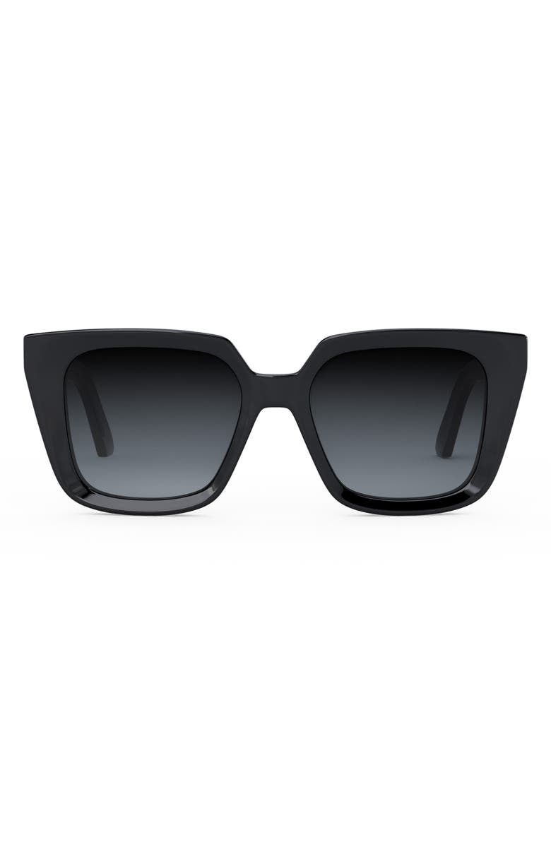 DIOR 'DiorMidnight S1I 53mm Square Sunglasses, Main, color, Shiny Black / Gradient Smoke