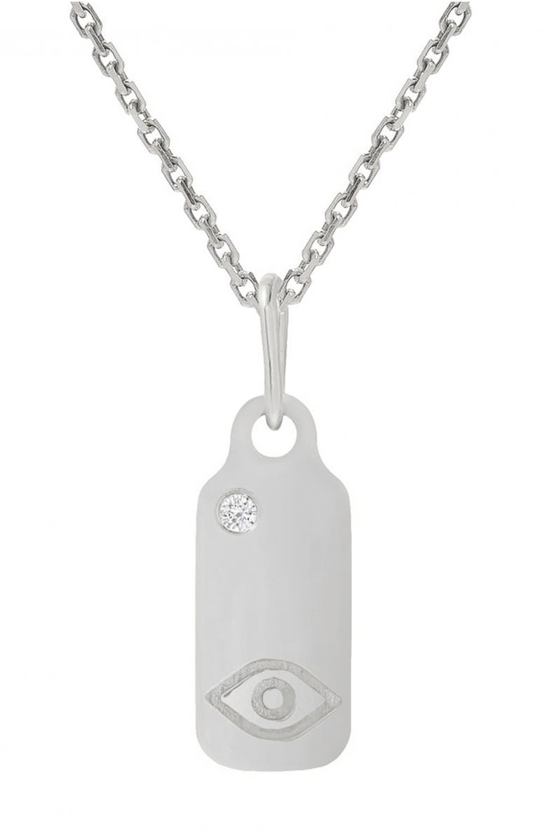Mini Mini Jewels Icons - Evil Eye Diamond Dog Tag Necklace, Main, color,