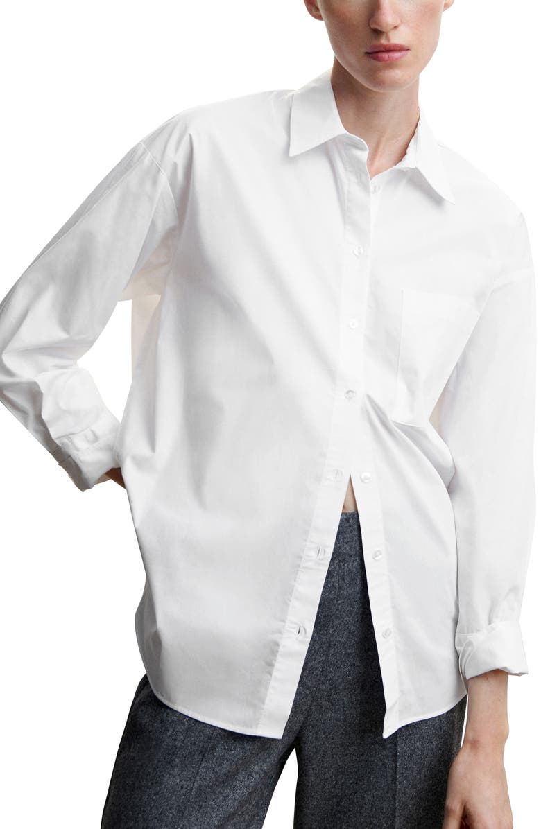 MANGO Oversize Cotton Button-Up Shirt, Main, color, 