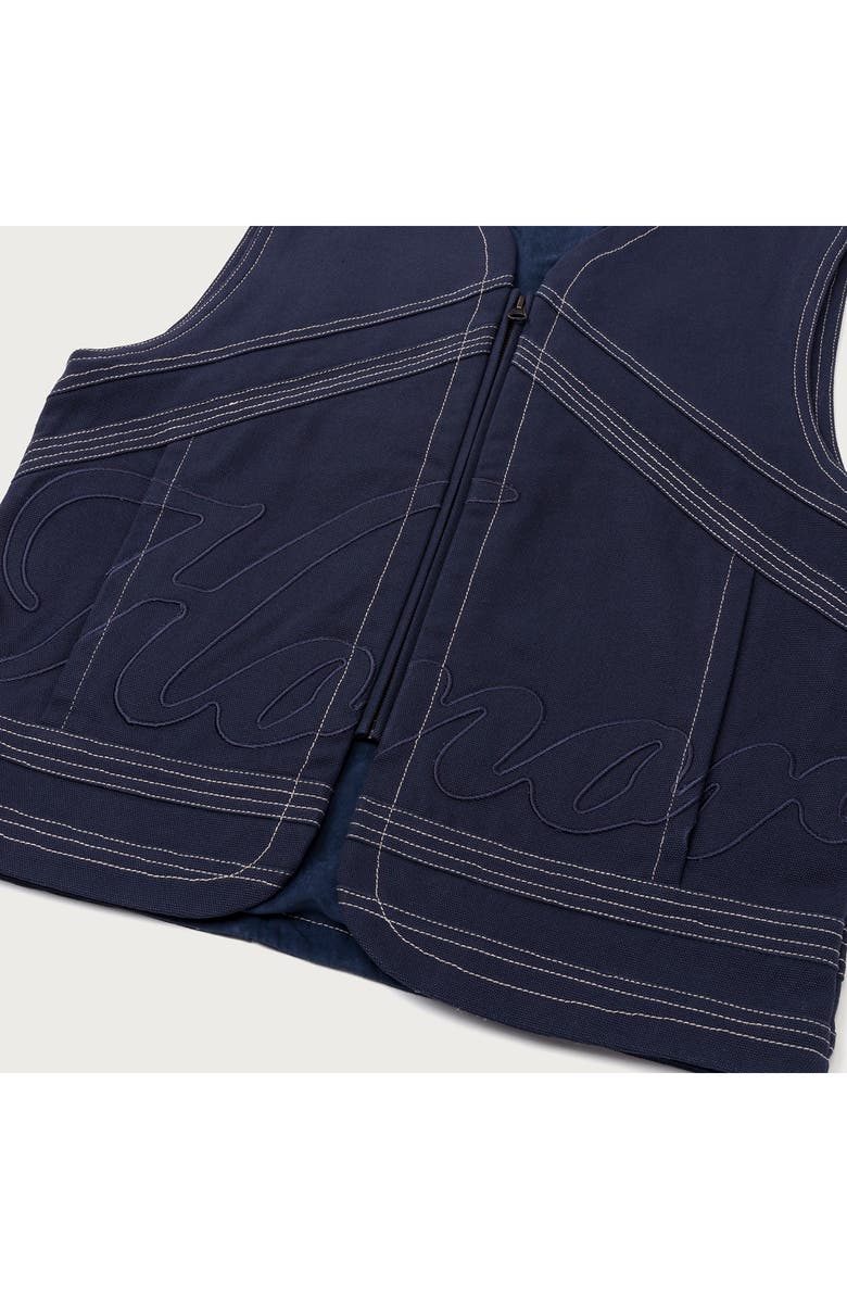 HONOR THE GIFT Logo Appliqué Cotton Canvas Riding Vest, Alternate, color, Navy