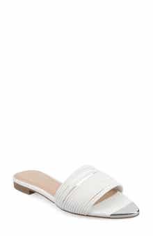 Journee Collection Feather Faux Leather Slide Sandal