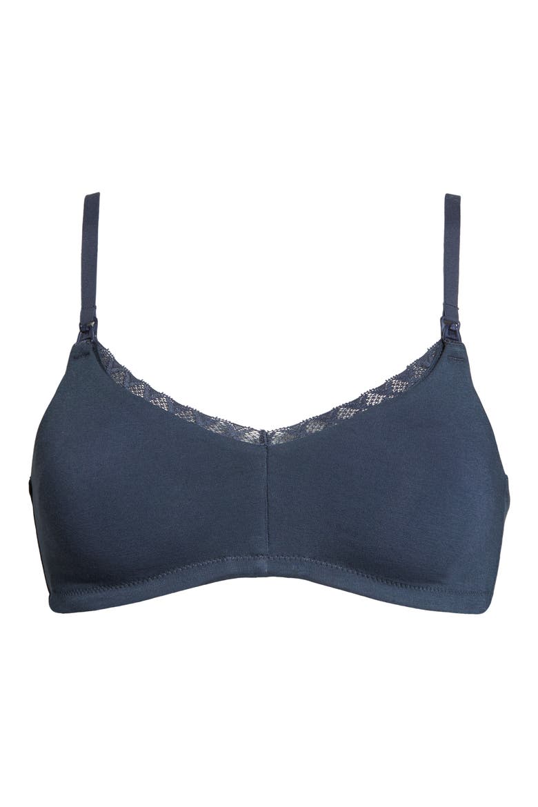 Bliss Wireless Pima Cotton Nursing Bra, Alternate, color, ASH NAVY