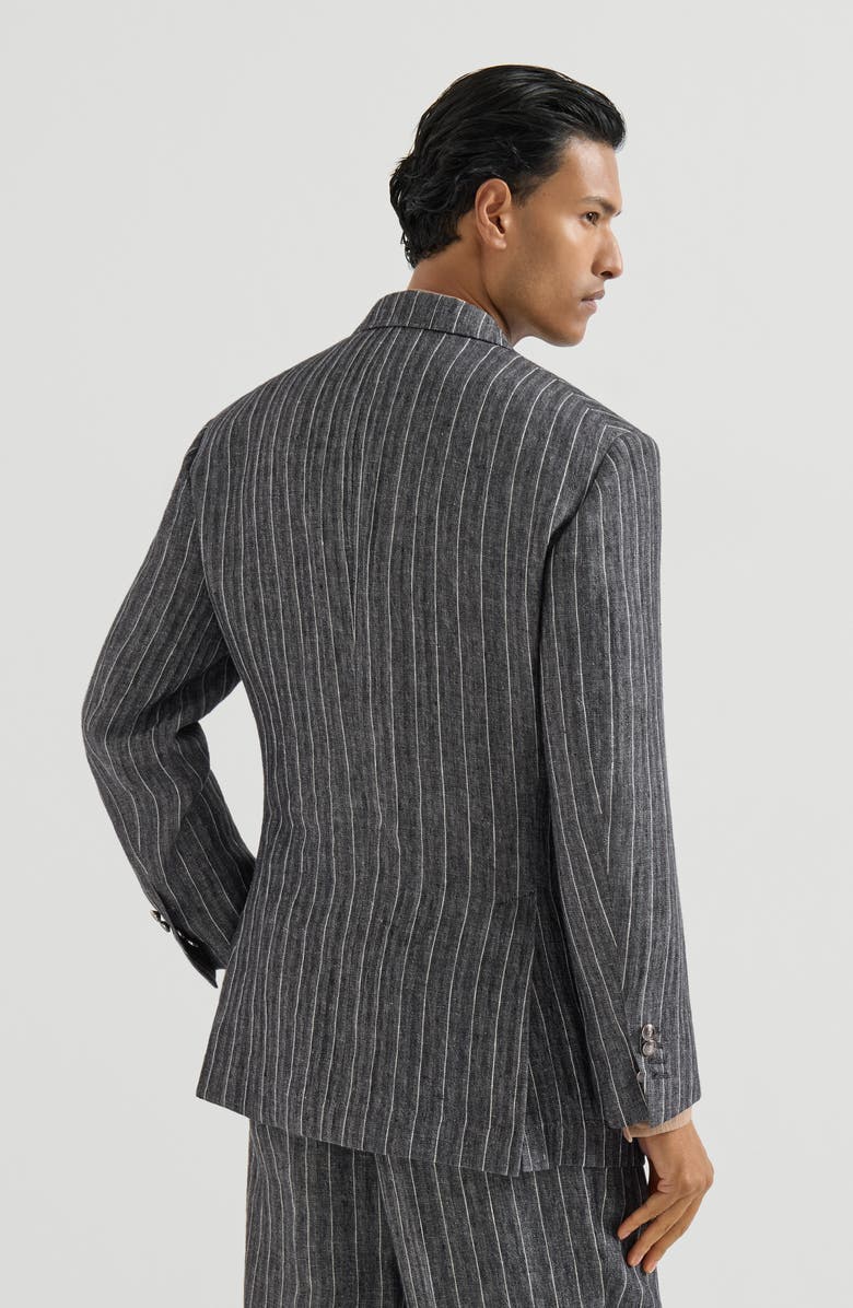 Brunello Cucinelli Chalk stripe chevron blazer, Alternate, color, Anthracite