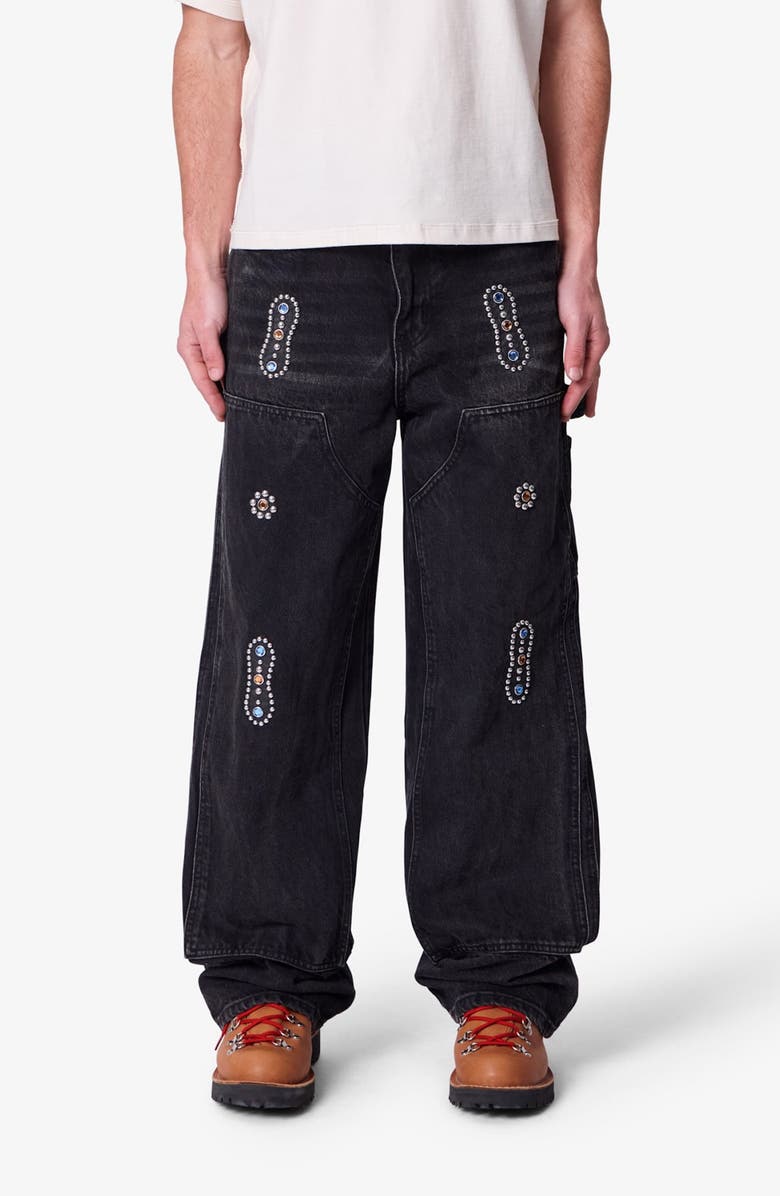 mnml Western Jewel Carpenter Jeans, Alternate, color, Washed Black