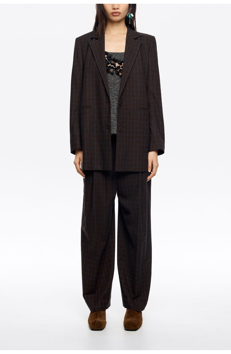 Bimba y Lola Checked Tailored Jacket, Main, color, Brown