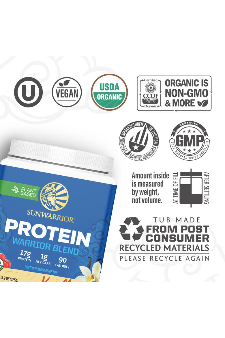 Organic Warrior Blend Protein Powder, Vanilla, 375gm, Alternate, color, No Color