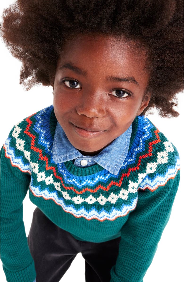 Primary Kids Fair Isle Sweater, Alternate, color, Spruce