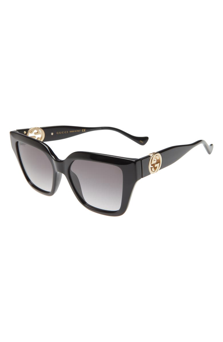 Gucci 54mm Square Sunglasses, Alternate, color, Black