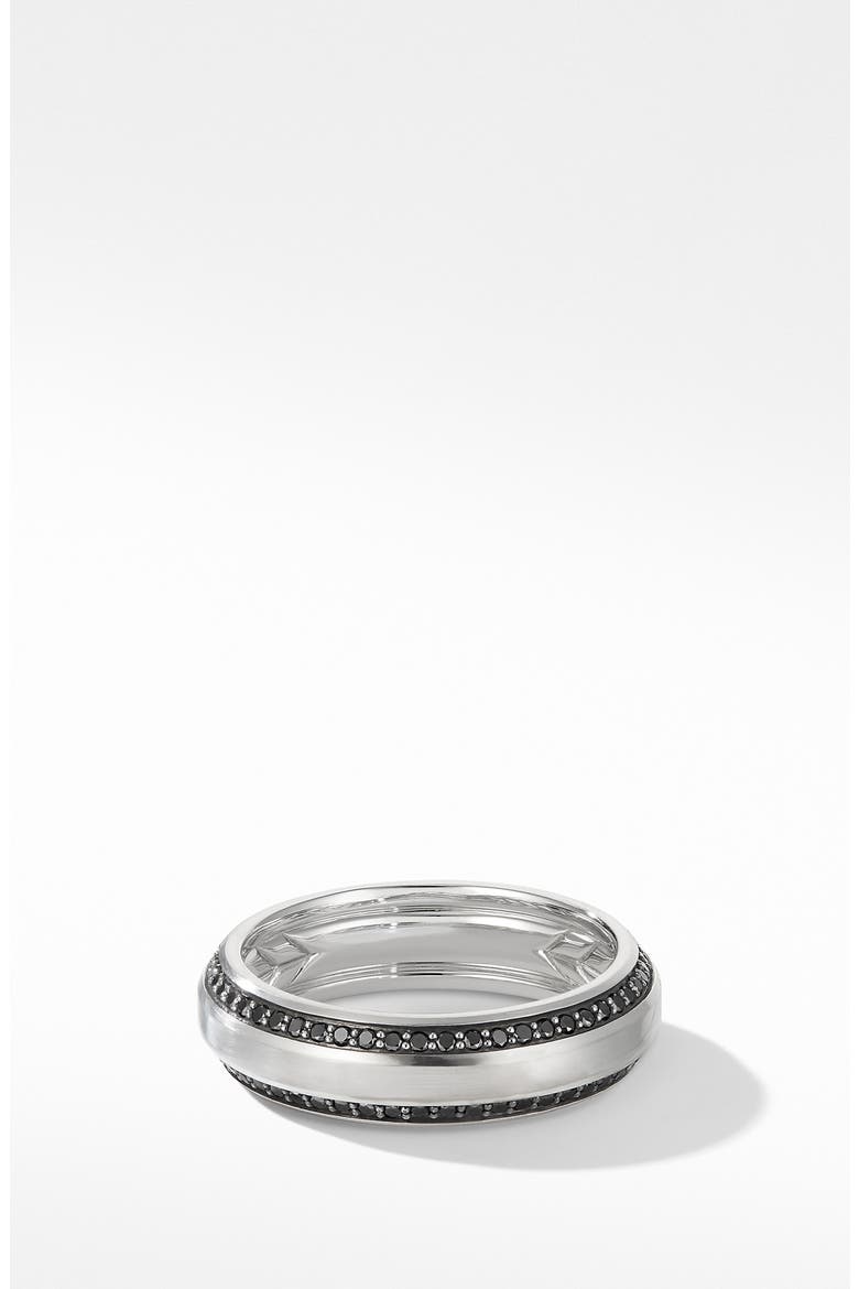 Beveled Band Ring in 18K White Gold with Black Diamonds, Main, color, WHITE GOLD/ BLACK DIAMOND
