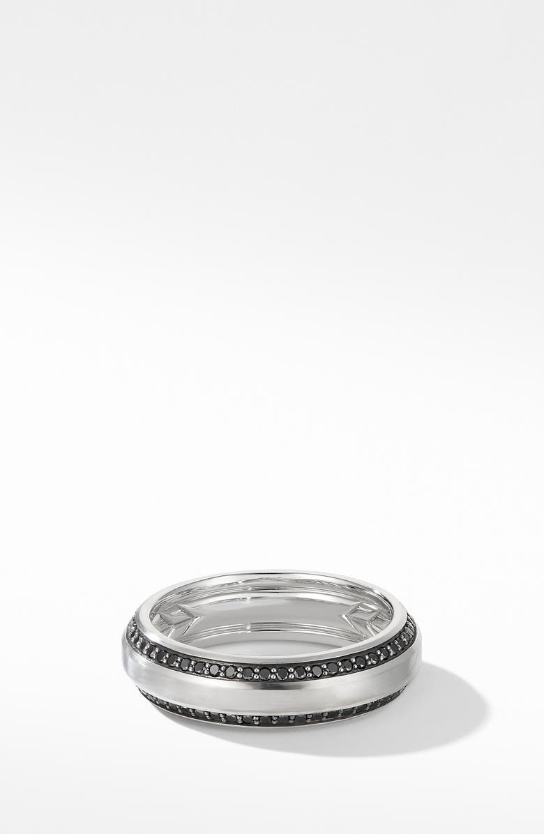 David Yurman Beveled Band Ring in 18K White Gold with Black Diamonds, Main, color, 