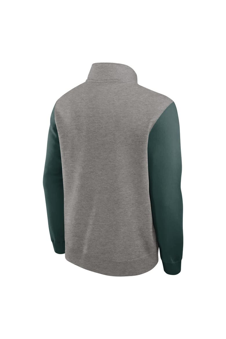 Men's Nike Heather Gray/Green Michigan State Spartans Club Fleece Half-Zip Pullover, Alternate, color, Heather Gray