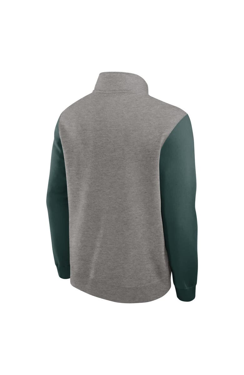 Nike Men's Nike Heather Gray/Green Michigan State Spartans Club Fleece Half-Zip Pullover, Alternate, color, Heather Gray