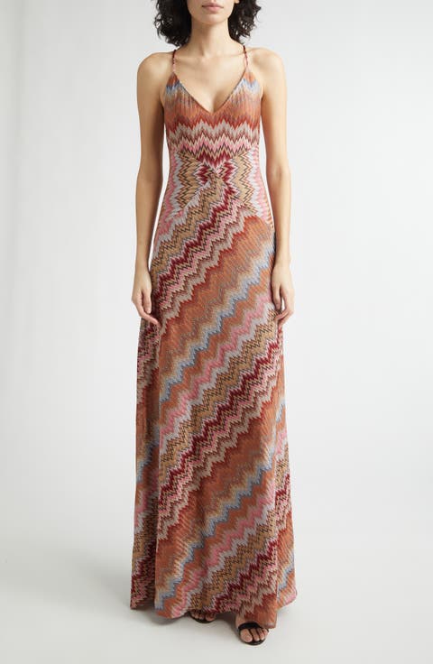 Snakeskin Zigzag Raschel Knit Dress