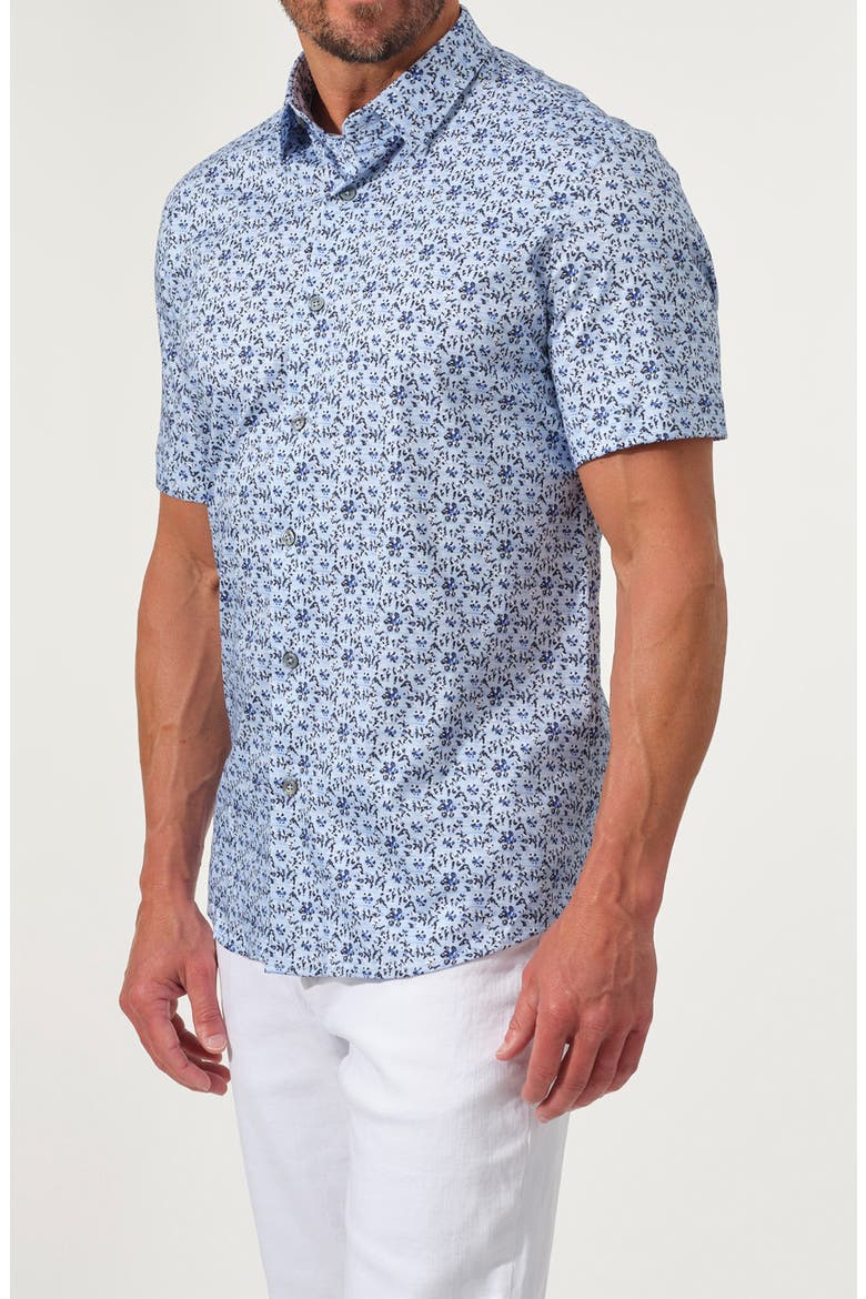 Dynamic Comfort Short Sleeve Button-Up Shirt, Alternate, color, INDIGO