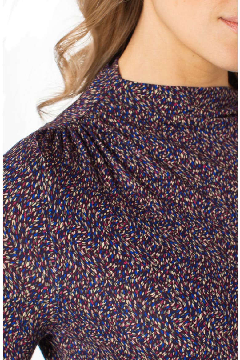Mock Neck Long Sleeve Shirt, Alternate, color, WINE BRY MULTI