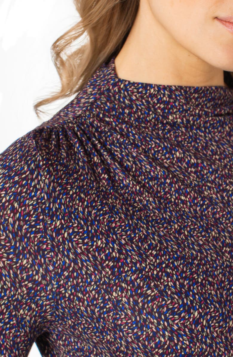 Liverpool Los Angeles Mock Neck Long Sleeve Shirt, Alternate, color, Wine Bry Multi