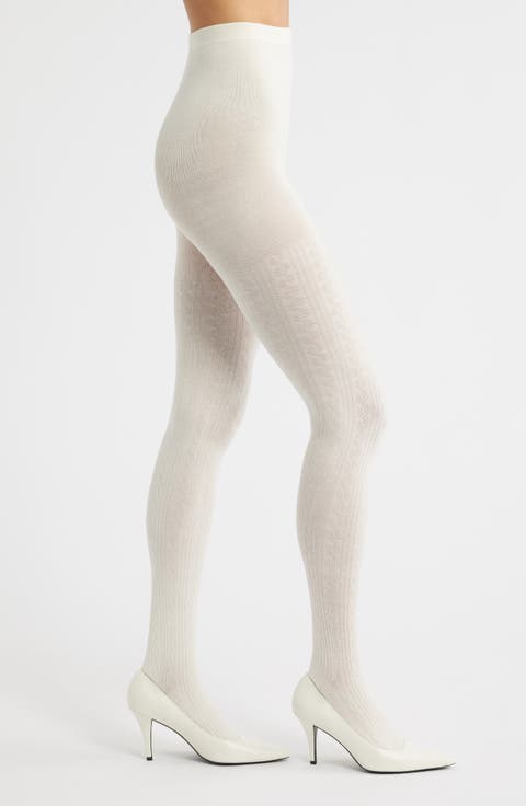 Cotton Blend Cable Tights