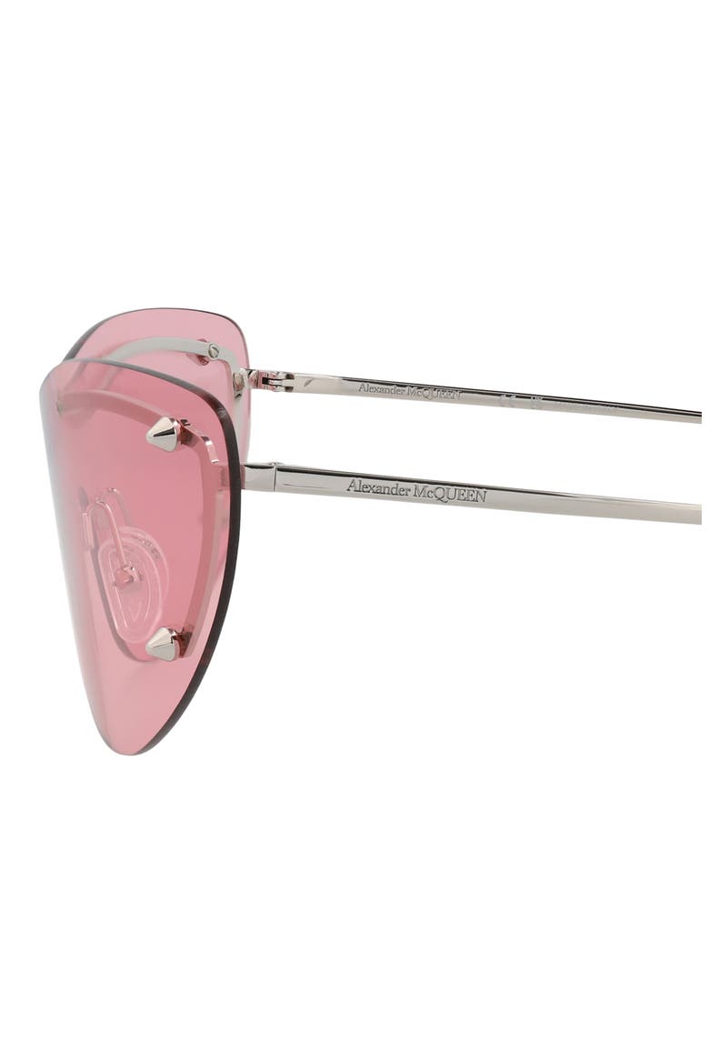 99mm Cat Eye Shield Sunglasses, Alternate, color, SILVER SILVER PINK