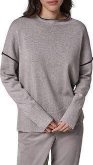 Donna Karan New York Contrast Trim Mock Neck Cotton Sweater