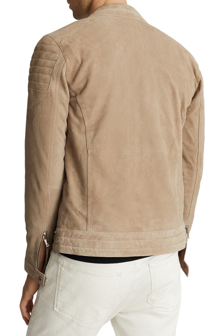Brooks Slim Fit Leather Jacket, Alternate, color, STONE