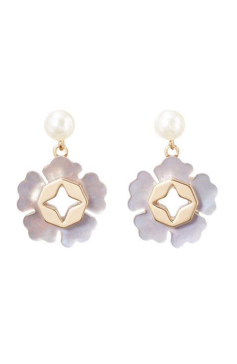Forget Me Not Pearl Drop Earrings