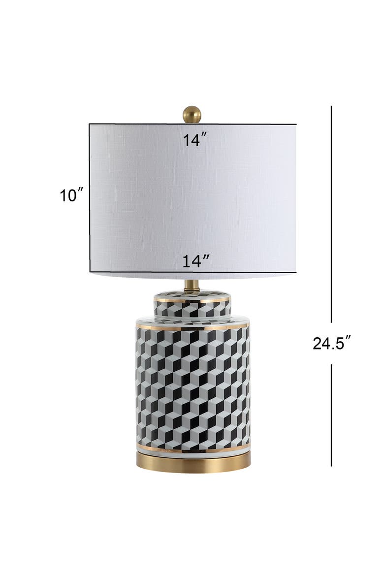 Ellie Tumbling Block Ceramic/Metal LED Table Lamp, Alternate, color, Black/White