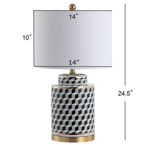 Jonathan Y Ellie 24.5" Tumbling Block Ceramic/metal Led Table Lamp In Black/white