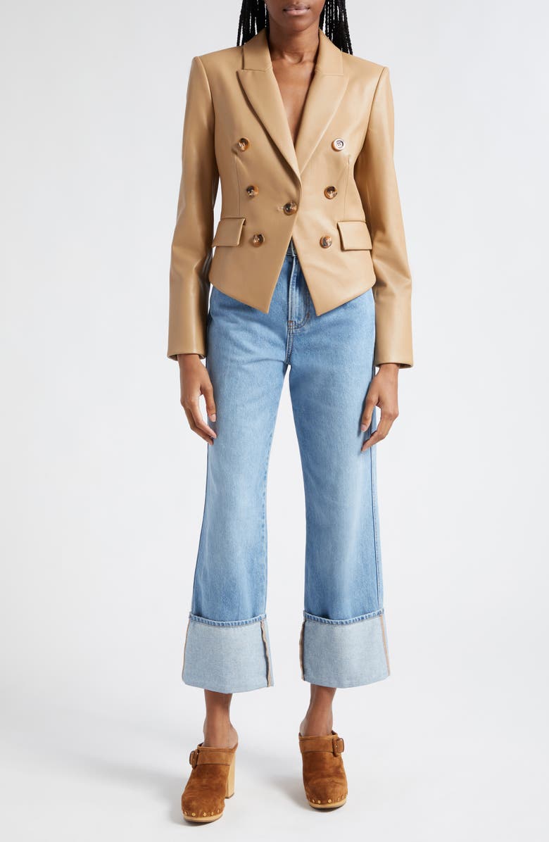 Veronica Beard Dylan Cuffed High Waist Relaxed Straight Leg Jeans, Alternate, color, Silver Blue