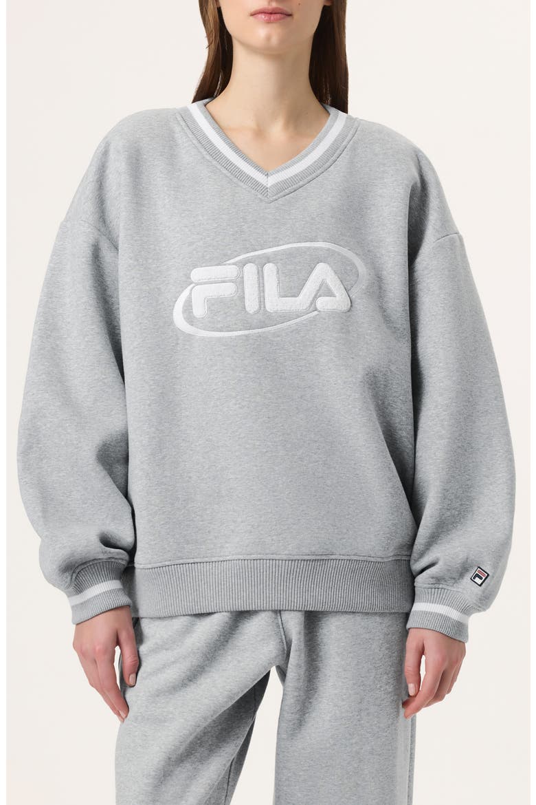 x Hailey V-Neck Sweatshirt, Main, color, GREY HEATHER/ WHITE
