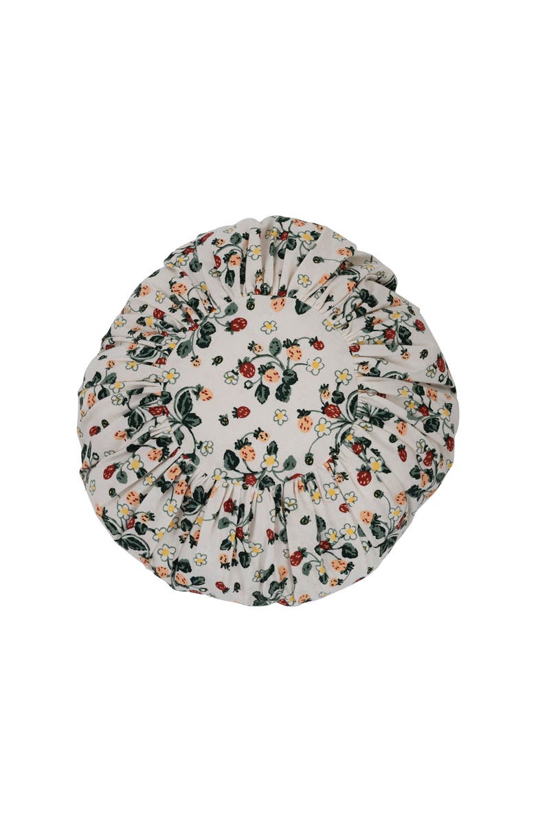 Storied Home Cotton Pleated Pillow with Floral Pattern, Main, color, White