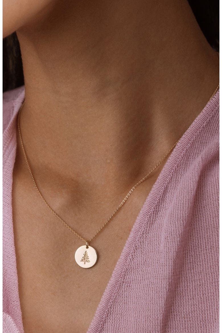 Pine Tree Disc Necklace, Alternate, color, Silver