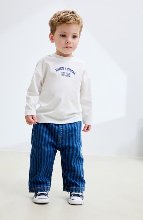 Next Kids' Stripe Wide Leg Jeans In Blue