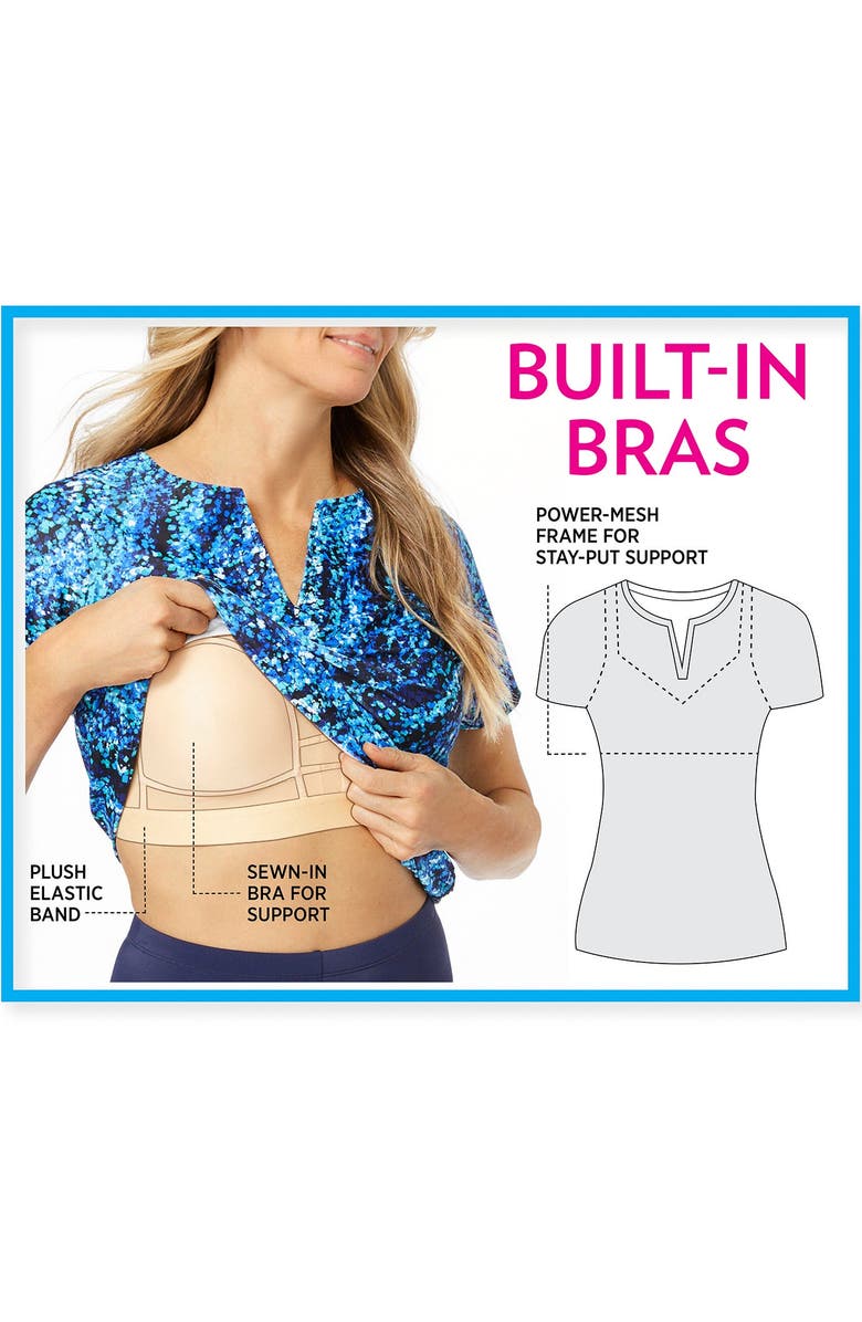 Swim 365 Cross-Back Swim Tee, Alternate, color, Black Palm