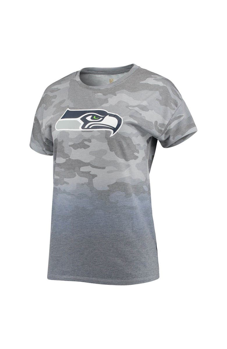Outerstuff Juniors Gray/College Navy Seattle Seahawks Beth Camo Dip-Dye T-Shirt, Alternate, color,