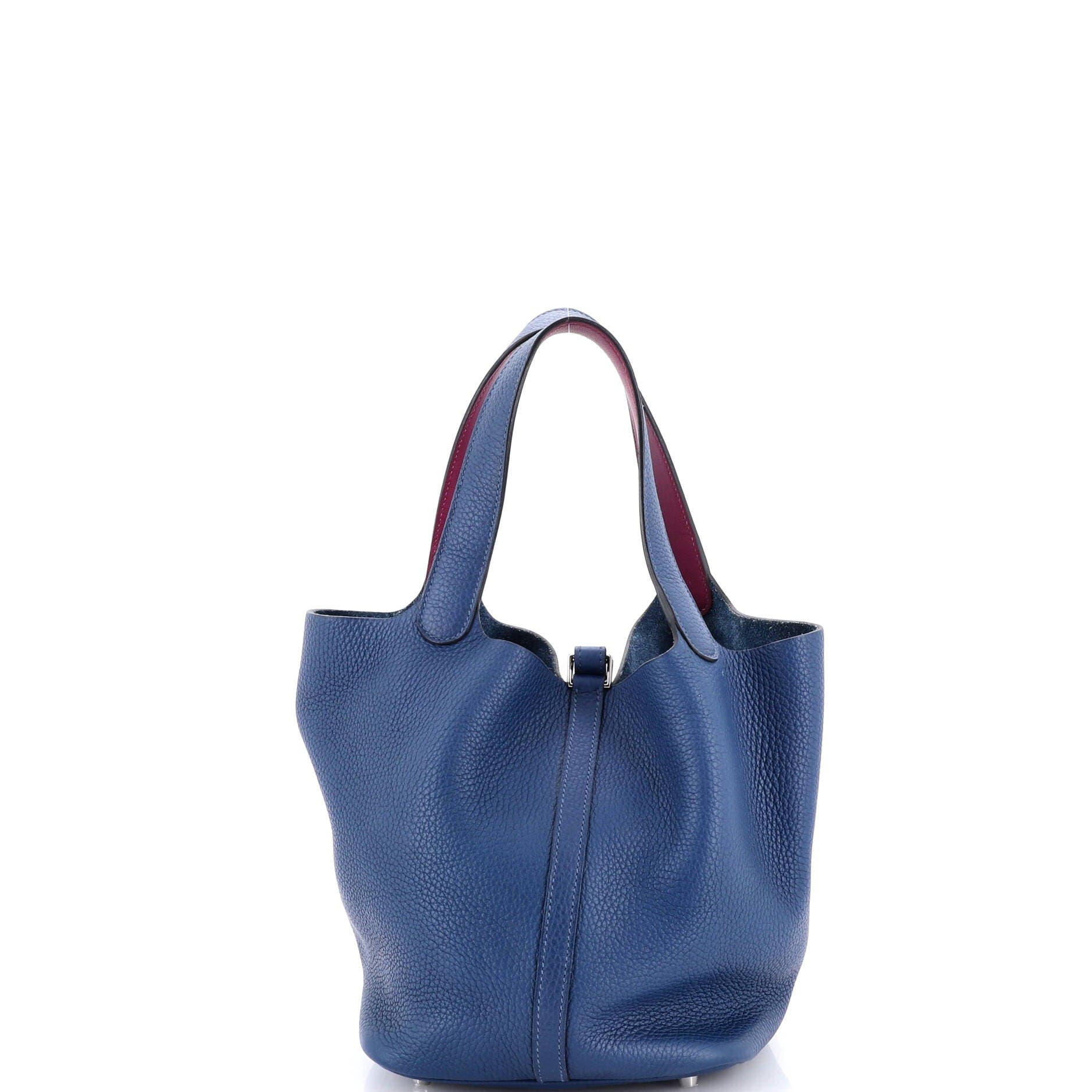 Pre-Owned Hermes Eclat Picotin Lock Bag Clemence MM, Alternate, color, Deep Bleu/Anemone