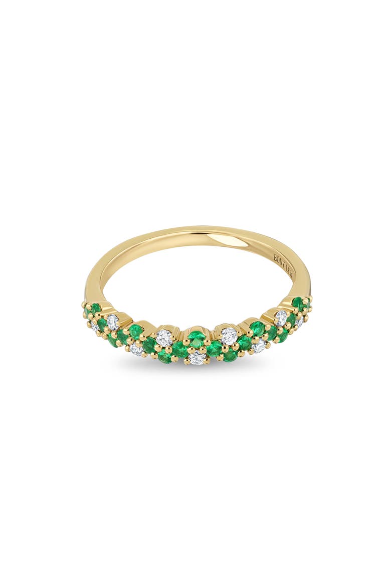 18K Gold El Mar Gemstone & Diamond Band Ring (Online Trunk Show), Alternate, color, 18K YG/ DIAMOND/ EMERALD