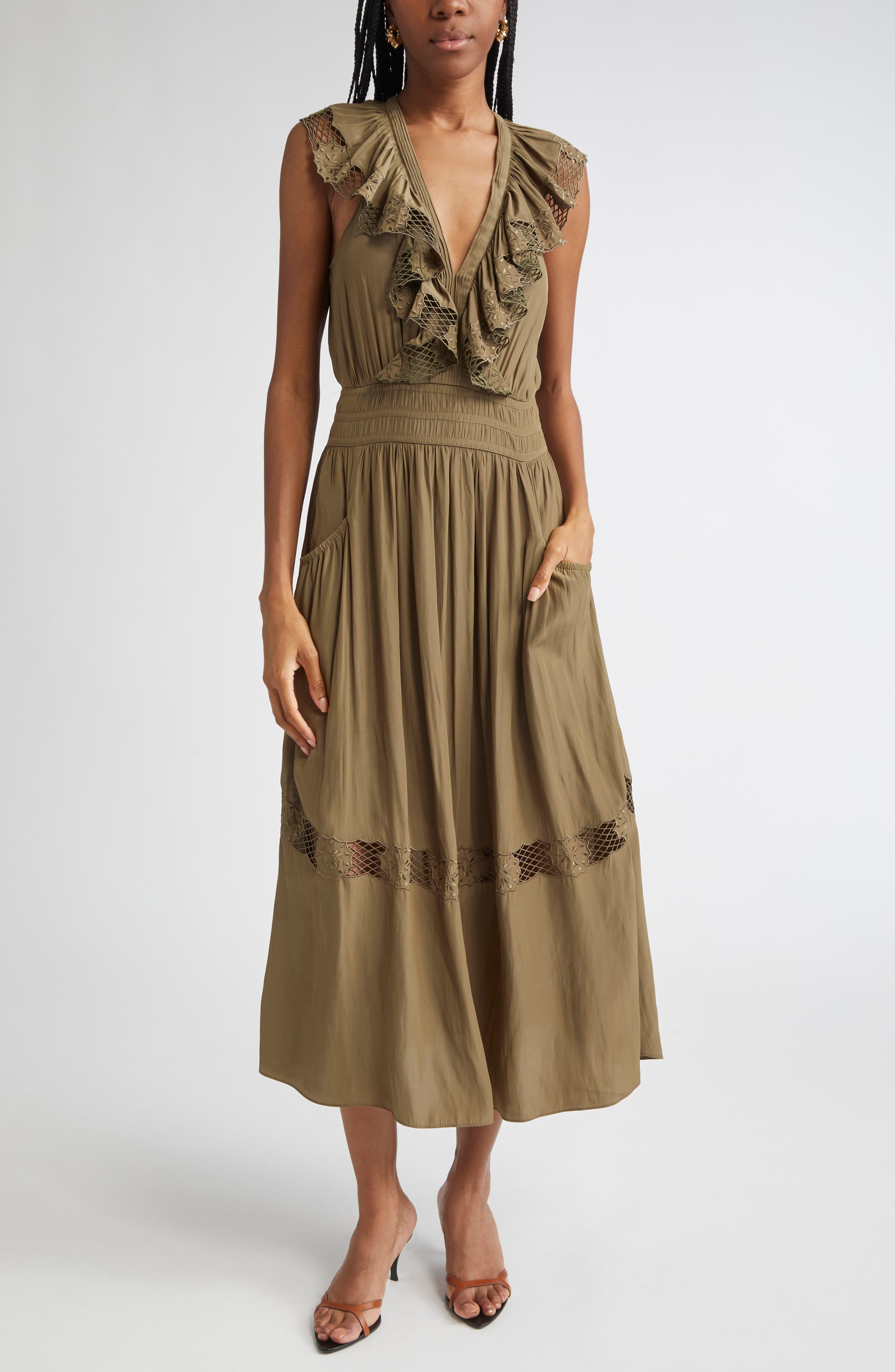 Ramy Brook Laila Ruffle Smocked Waist Maxi Dress