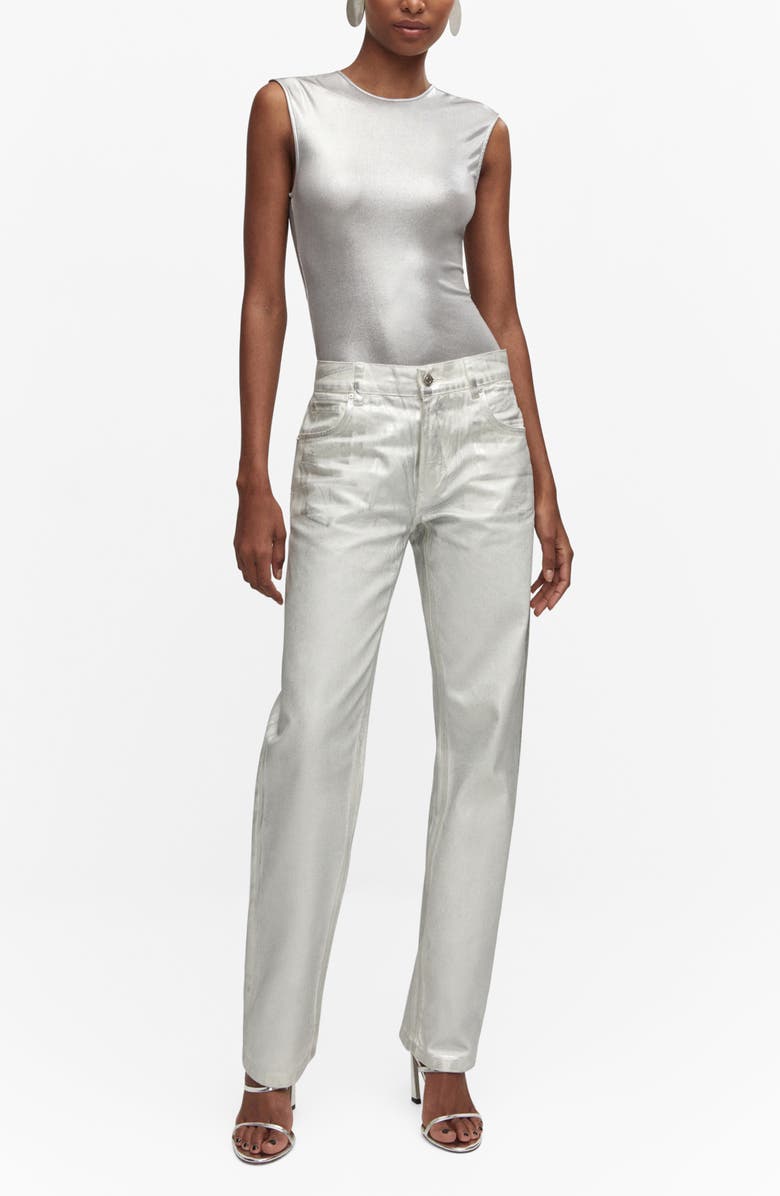 MANGO Metallic Straight Leg Jeans, Alternate, color, 