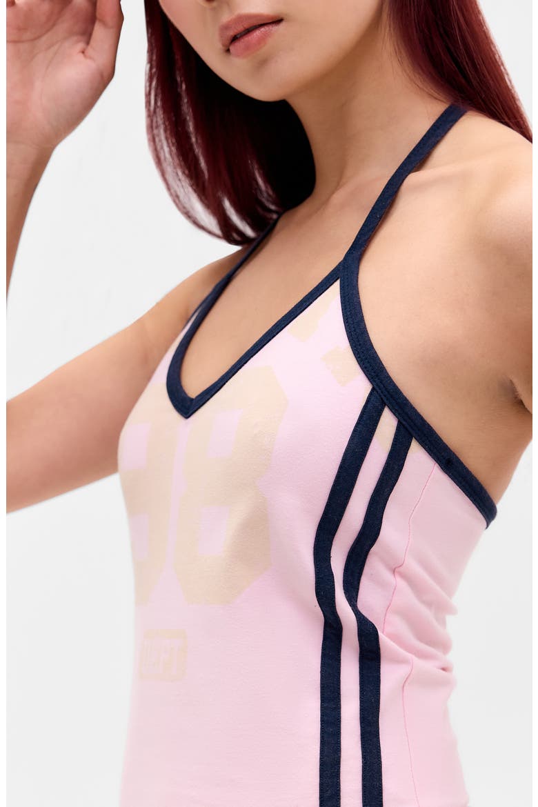 '98 Stretch Cotton Graphic Halter Top, Alternate, color, PINK