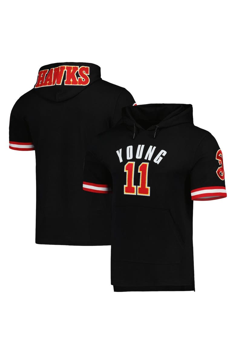 Men's Pro Standard Trae Young Black Atlanta Hawks Name & Number Short Sleeve Pullover Hoodie, Main, color, Black