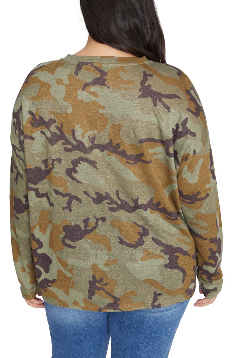 Sanctuary Carlee Camo Long Sleeve Linen Tee, Alternate, color,