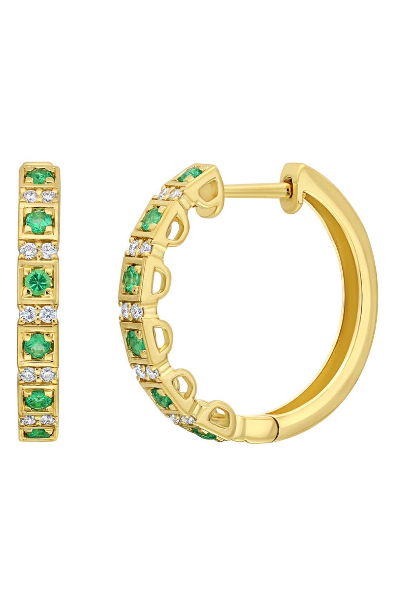 Bony Levy El Mar Emerald & Diamond Hoop Earrings, Main, color,