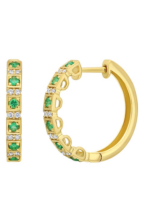 El Mar Emerald & Diamond Hoop Earrings (Nordstrom Exclusive)