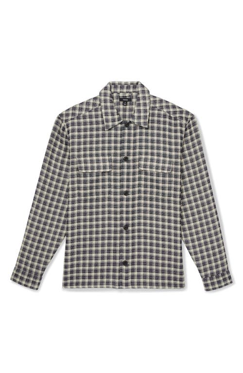 Reiss Navy/white Woven Check Twin Pocket Overshirt In Black