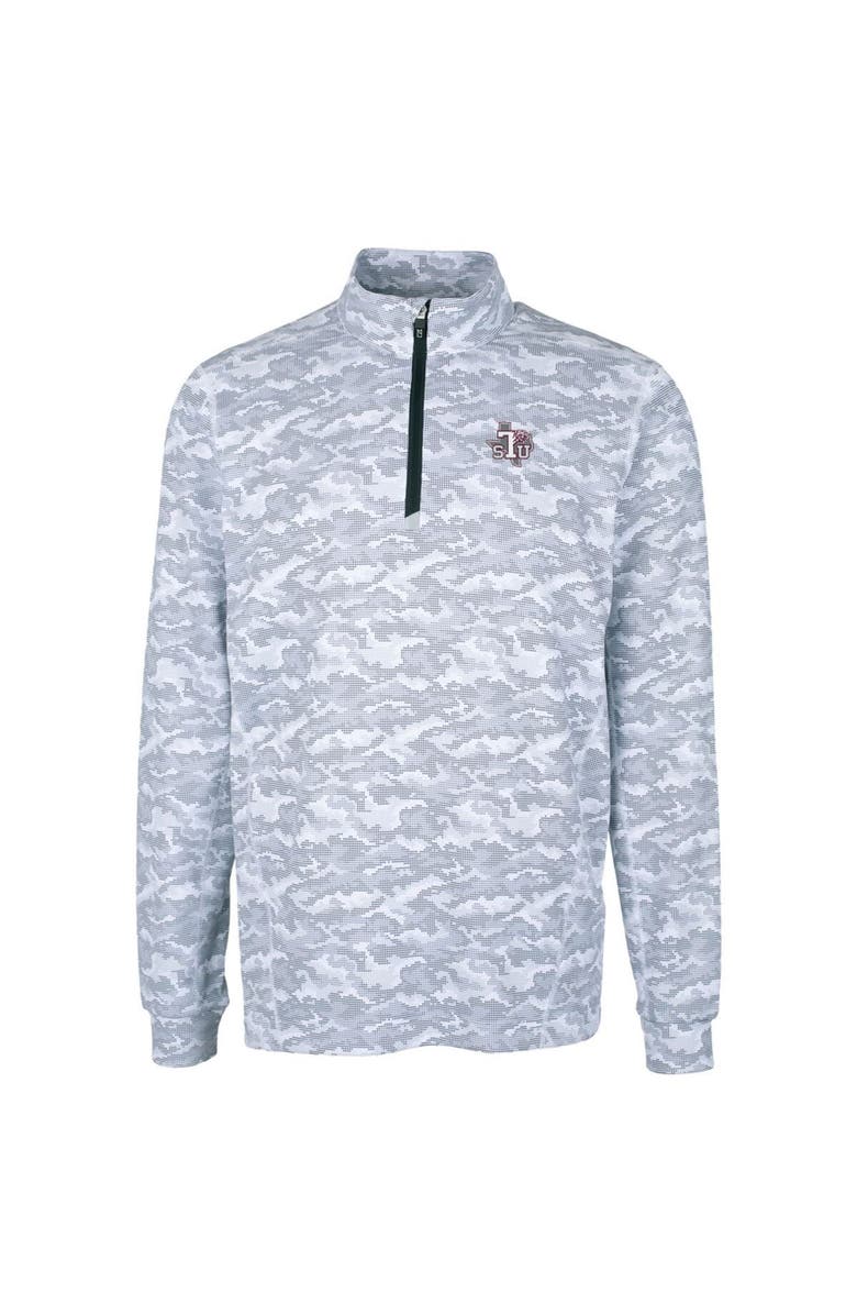 Cutter & Buck Men's Cutter & Buck Charcoal Texas Southern Tigers Big & Tall Traverse Camo Print Stretch Quarter-Zip Pullover Top, Alternate, color, 