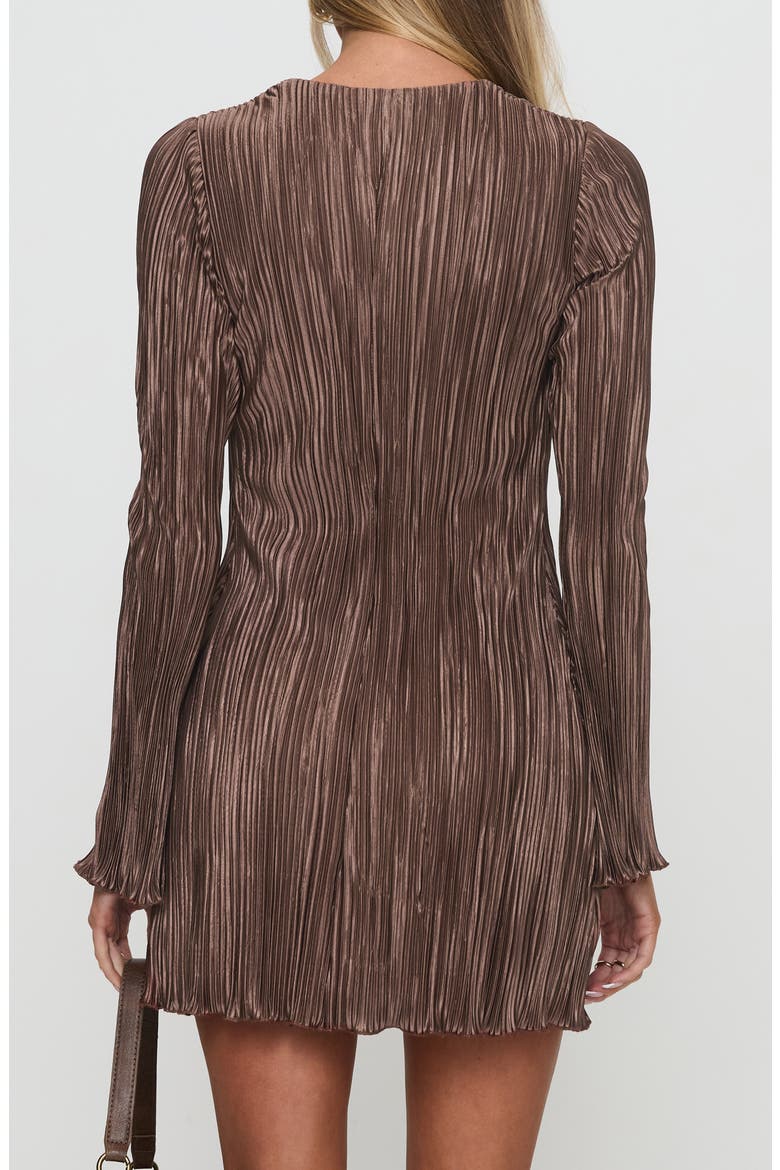 malop long sleeve mini dress Princess Polly Women's Malop Long Sleeve Plissé Minidress - Brown