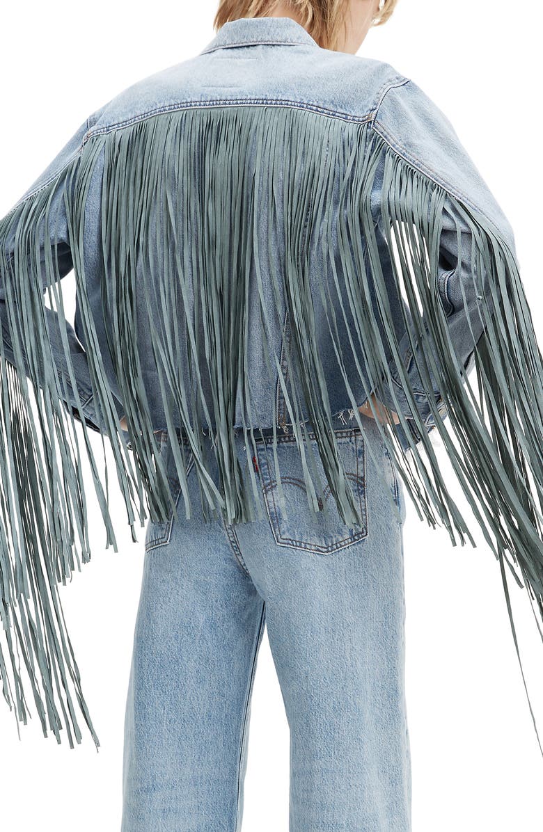 Levi's<sup>®</sup> Ex-Boyfriend Fringe Trucker Jacket, Alternate, color,
