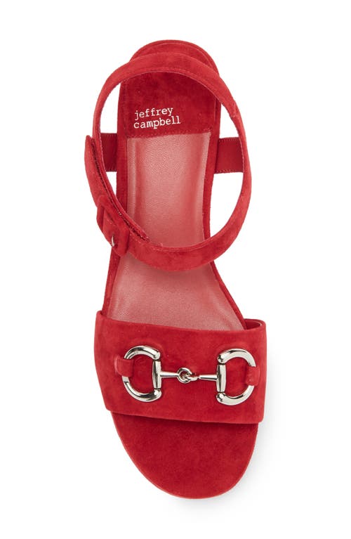 Jeffrey Campbell Timeless 2 Platform Sandal In Red Suede Silver