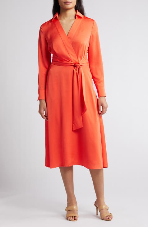 Orange fashion shirt dress