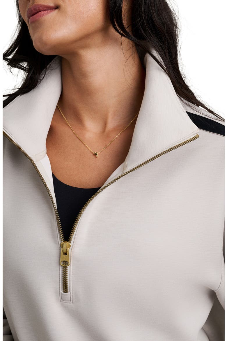 Dreamglow Track Half Zip Sweatshirt, Alternate, color, SAND/ PURE BLACK